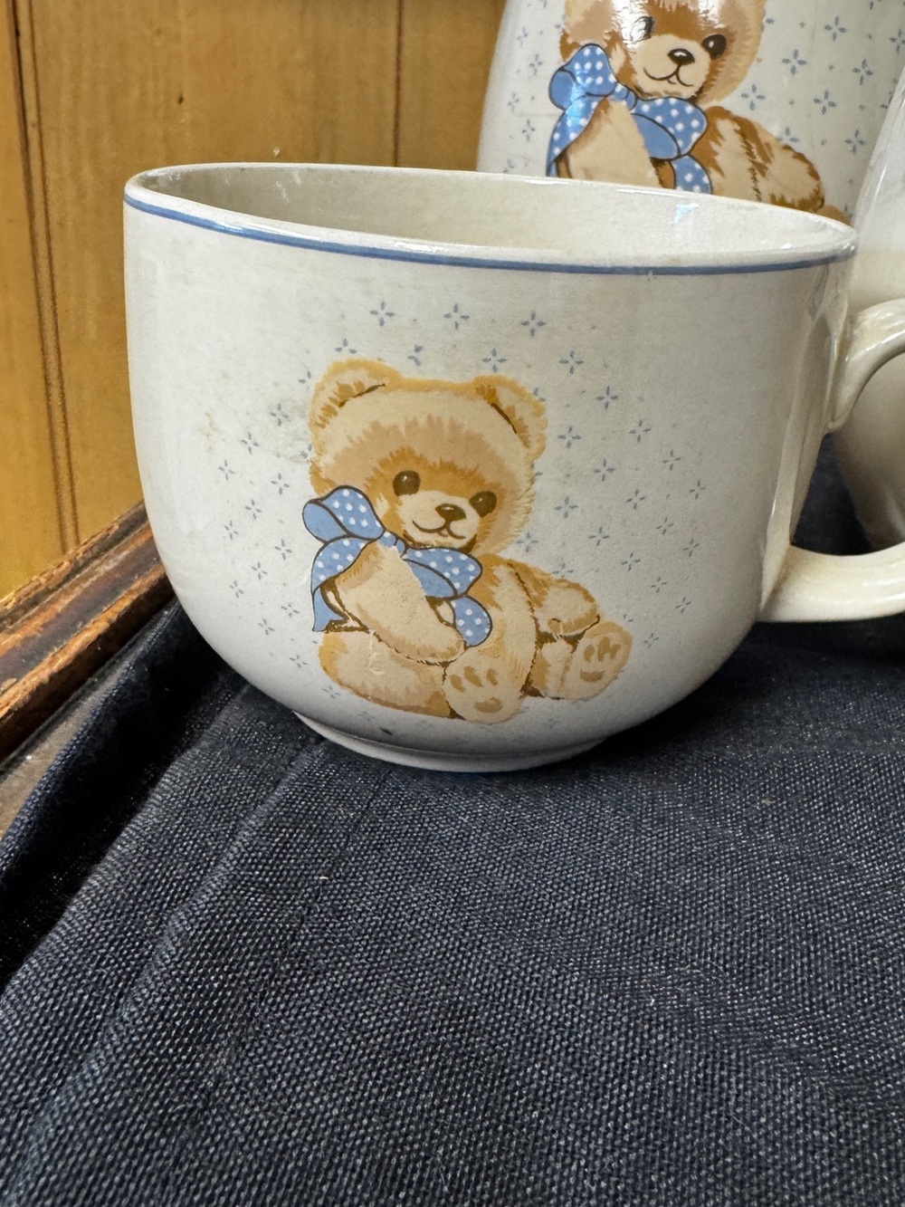 Teddy Bear Ceramic Jars and Mugs Set with Blue Accents - Picture 3 of 12